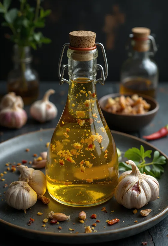 Molho picante de alho servido