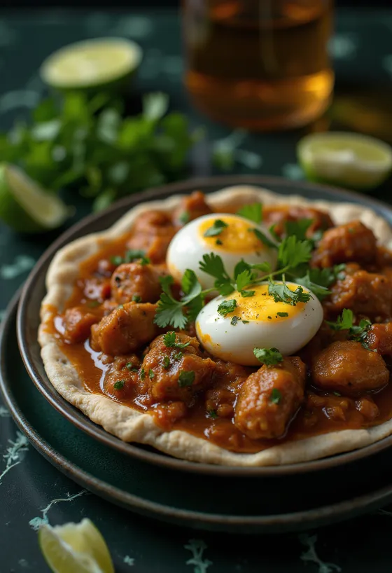 Doro Wat estufado de frango etíope servido