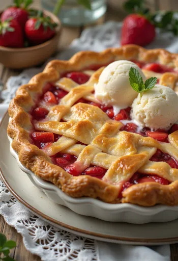 Tarte de morango com massa dourada e morangos frescos