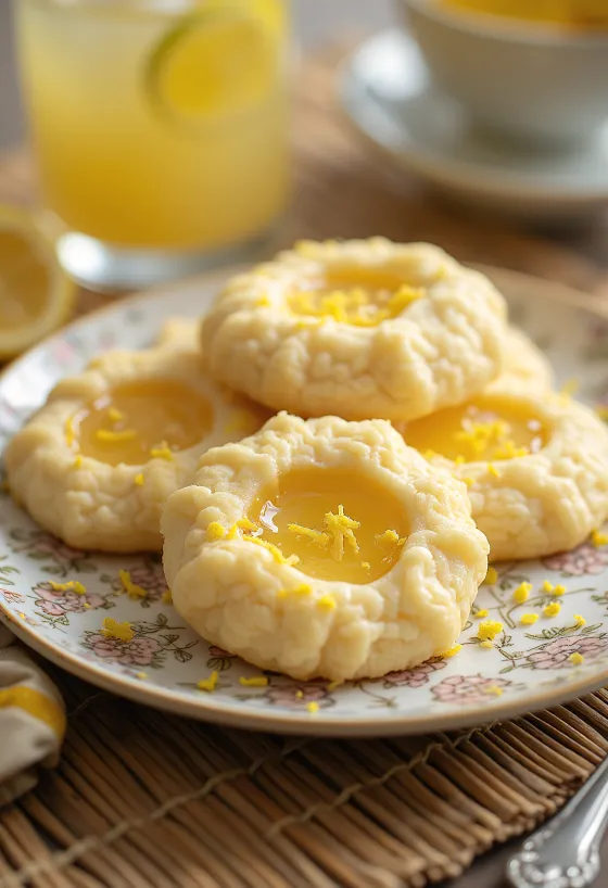 Biscoitos linzer de mel e limão, empilhados e recheados.