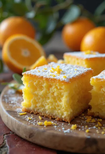 Fatia de laranja com massa dourada e açúcar em pó