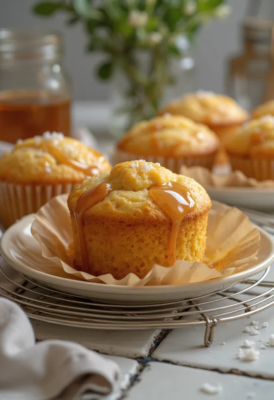Muffin de caramelo com topo dourado