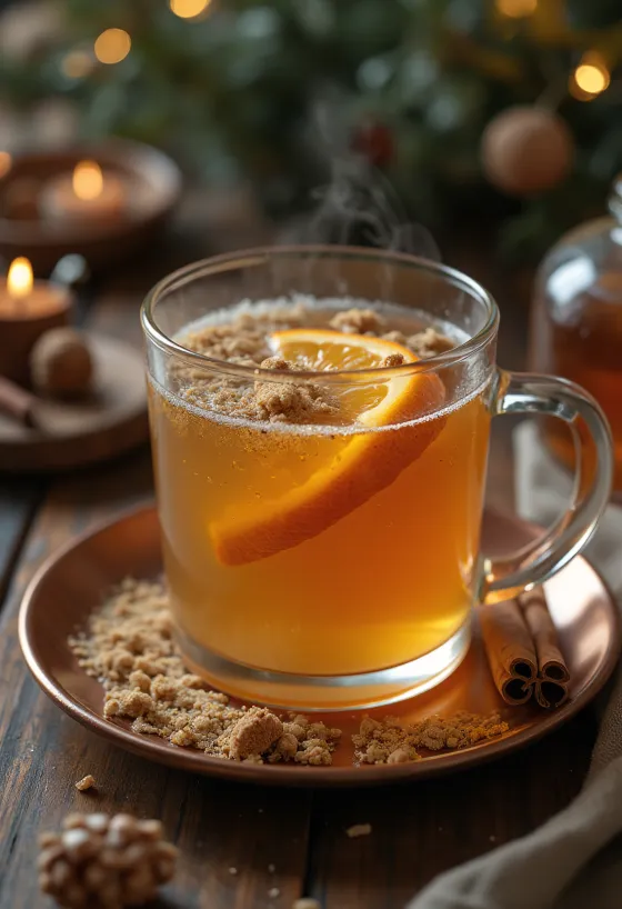 Sidra de noz-moscada numa caneca