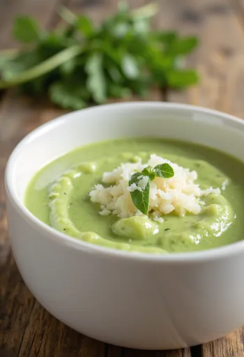 Molho cremoso de rúcula verde pálido