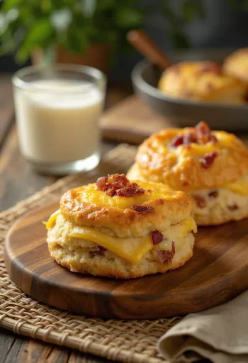 Scones de queijo e bacon servidos