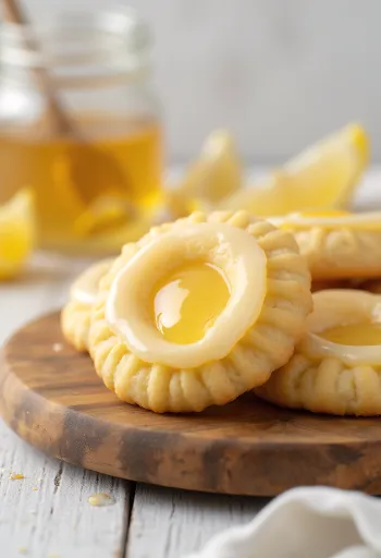Linzer de limão e mel servido em prato