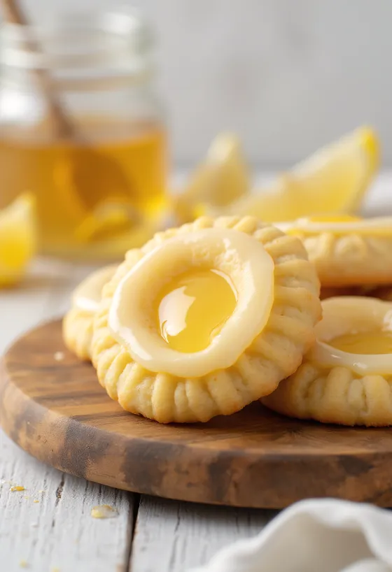 Linzer de limão e mel servido em prato