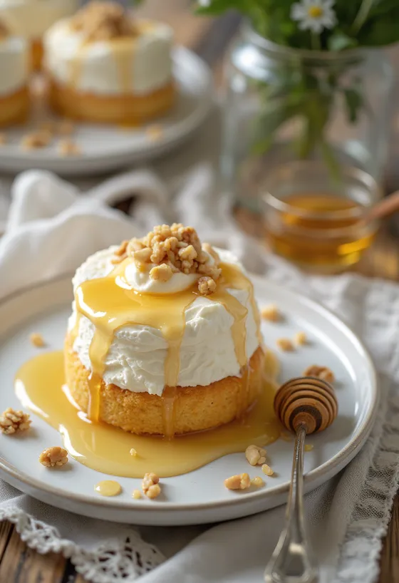 Bolo de iogurte grego em apresentação elegante