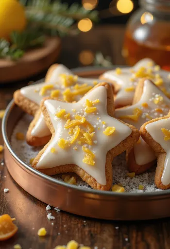 Estrelas de mel com açúcar em pó e decoração