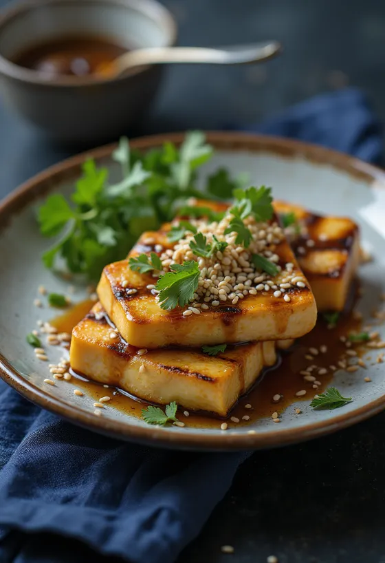 Tofu grelhado com molho de gengibre