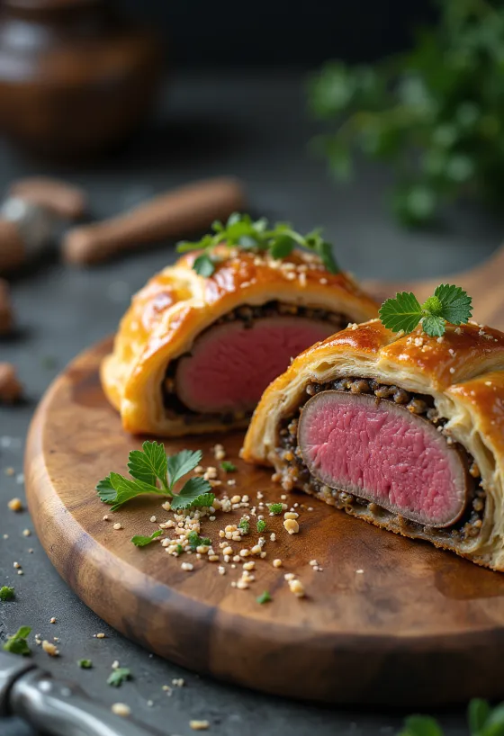 Bife Wellington servido