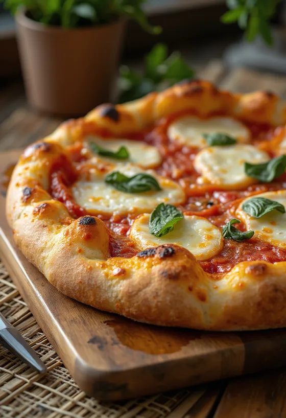 Pizza al Taglio com massa grossa e queijo mozzarella