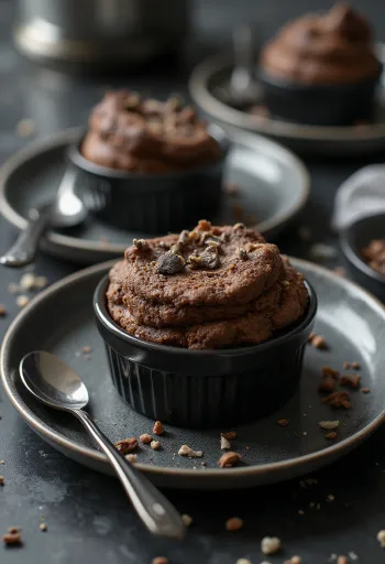 Suflé de chocolate com trufa servido