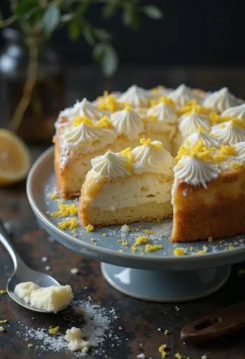 Bolo de queijo quark clássico polvilhado com açúcar em pó