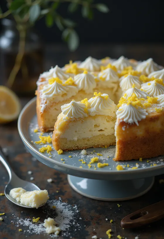 Bolo de queijo quark clássico polvilhado com açúcar em pó