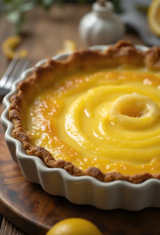 Tarte de limão e laranja fatiada
