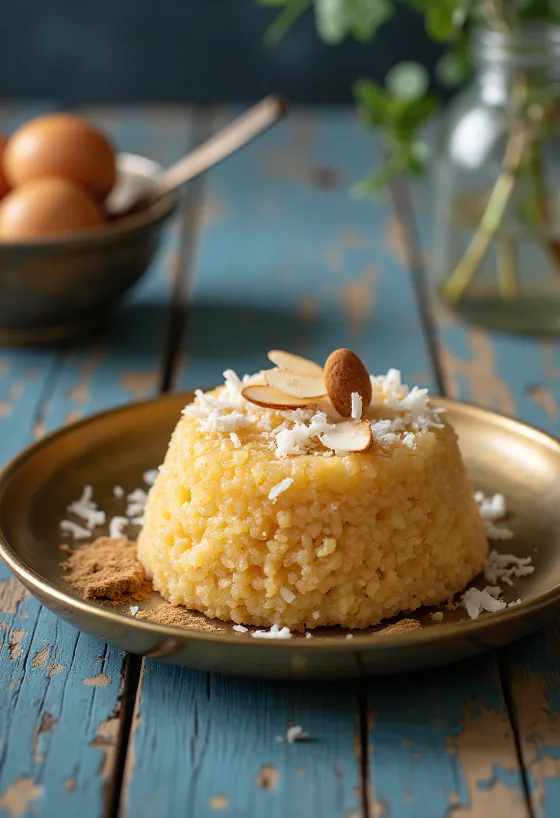 Halva com coco ralado servido