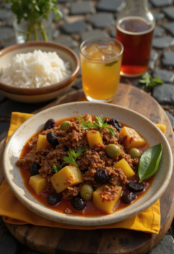 Picadillo com chuchu servido com coentros frescos