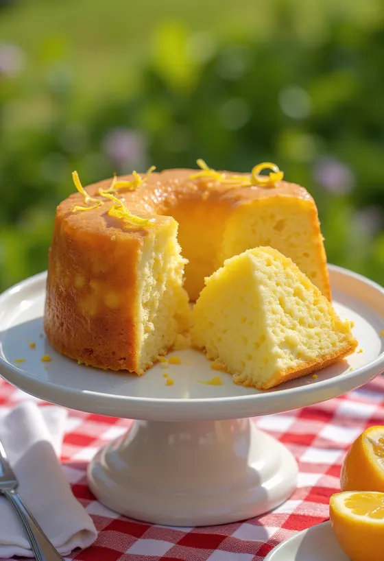 Bolo de queijo quark e laranja servido