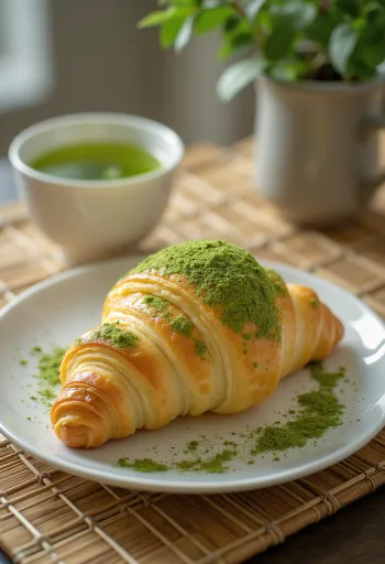 Croissant de chá verde servido