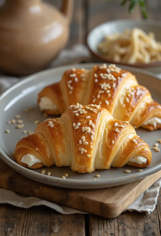 Croissant de manjericão servido