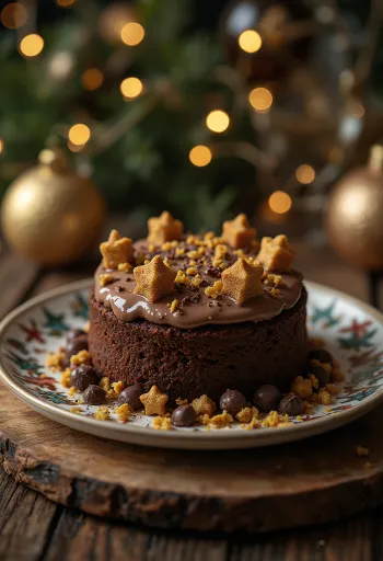 Bolo de chocolate de Advento com decoração festiva