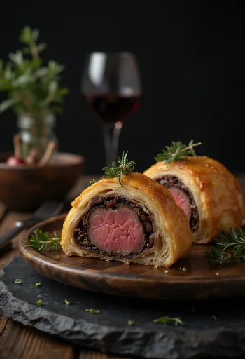 Beef Wellington fatiado com carne rosada