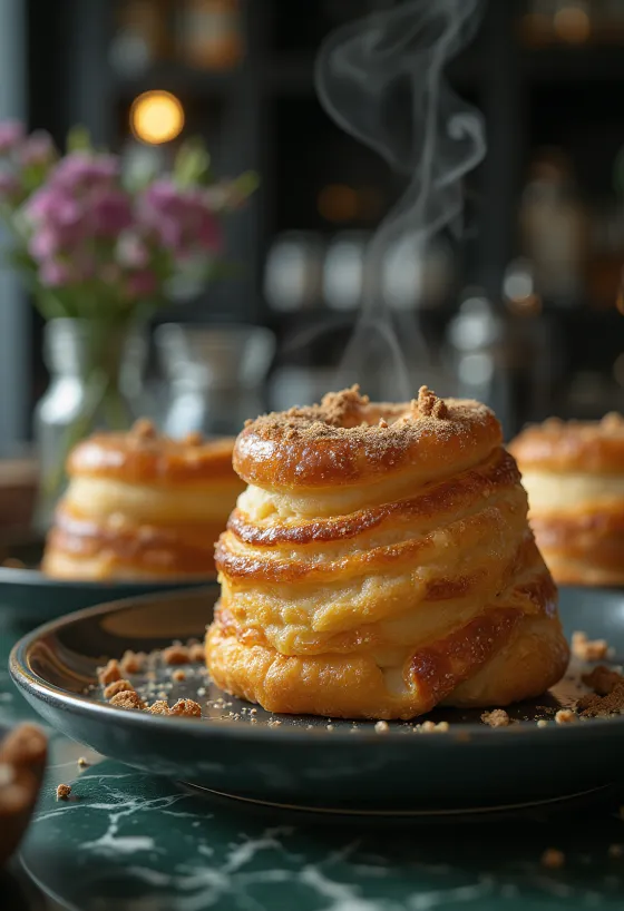 Bolo chaminé coberto com açúcar e canela