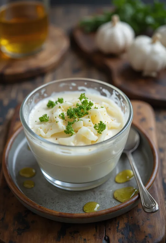 Kefir de rábano servido em copos, polvilhado com salsa fresca
