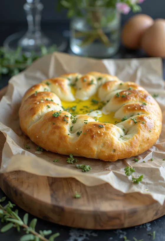 Focaccia com baixo teor de hidratos de carbono servida