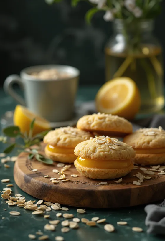 Linzer de limão e aveia servido