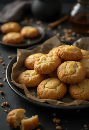 Bolachas de mel douradas, aromatizadas com canela e gengibre