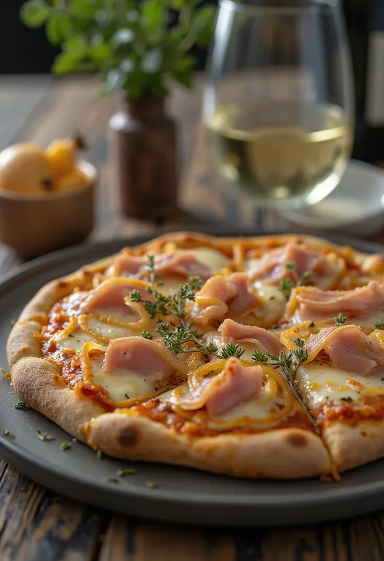 Pizza alla Messinese com atum e cebola