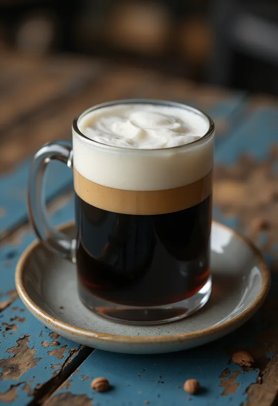 Irish Coffee decorado com natas e whiskey