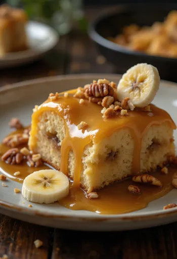 Bolo de caramelo e banana com decoração