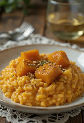 Risotto cremoso de abóbora servido