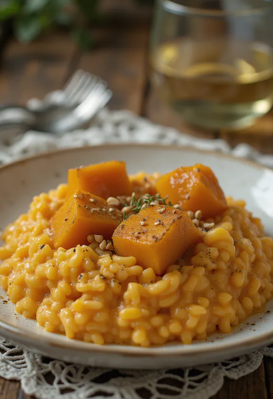 Risotto cremoso de abóbora servido
