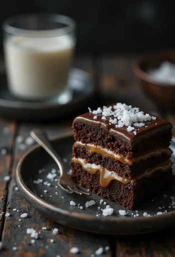 Bolo de caramelo e chocolate em apresentação elegante