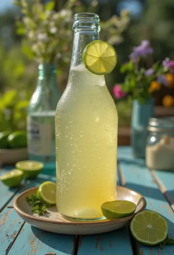Sidra mexicana de lima em copo com fatias de lima