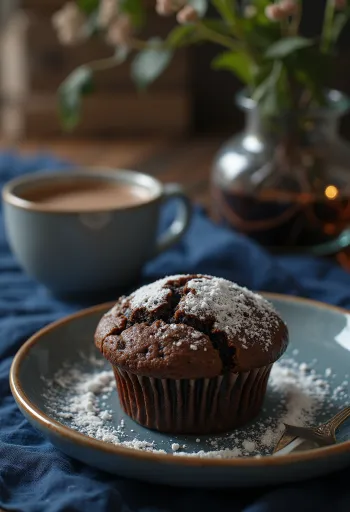 Muffins de cacau servidos num prato