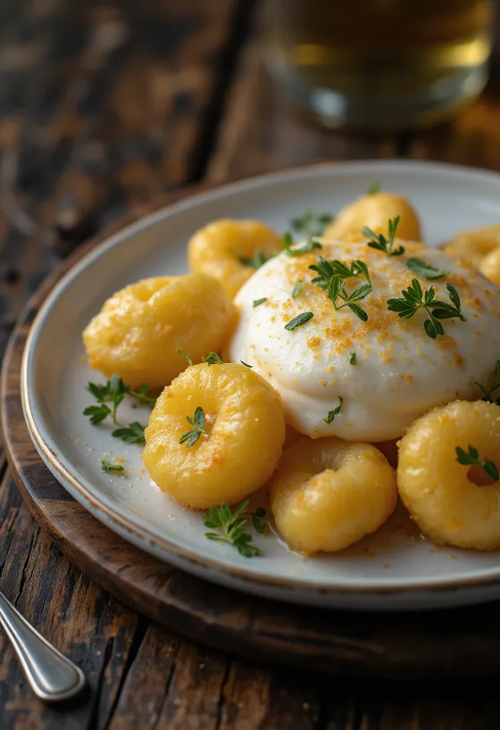Gnocchi com sabayon servido