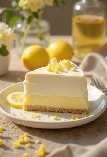 Tarte de iogurte e limão decorada com rodelas de limão fresco