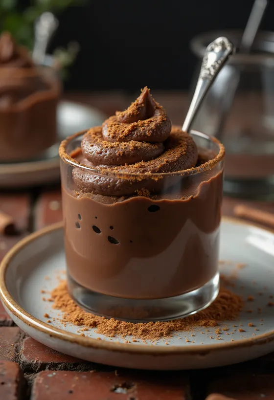 Mousse de chocolate com canela em copos
