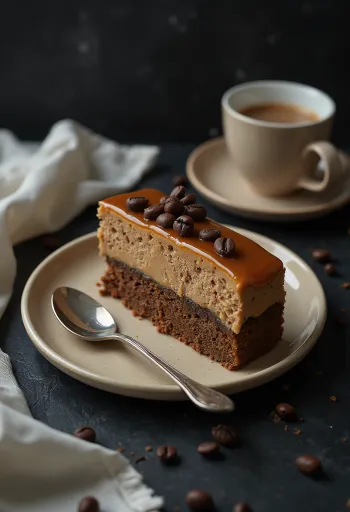 Bolo de café e caramelo com caramelo cremoso