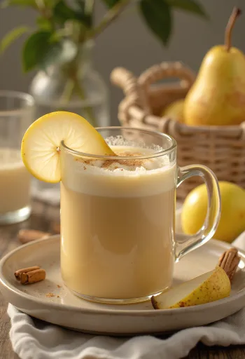 Sidra de pera com natas servida em copo