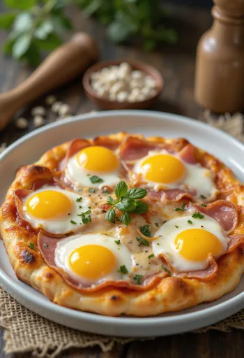 Pizza Bismark com ovo e fiambre