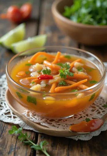 Molho Nuoc Cham claro em tigela de cerâmica