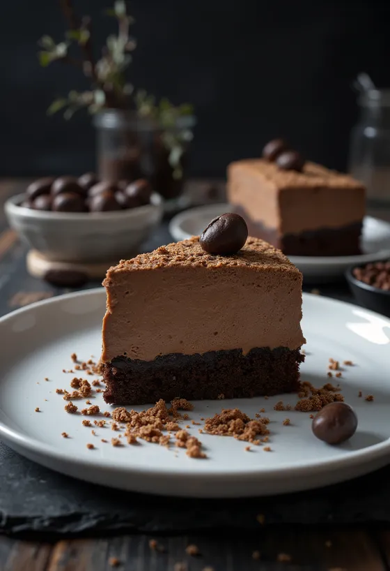 Bolo de mousse de café e chocolate com decoração