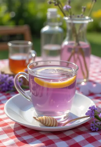 Chá de lavanda acabado de servir