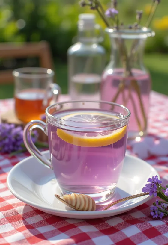 Chá de lavanda acabado de servir